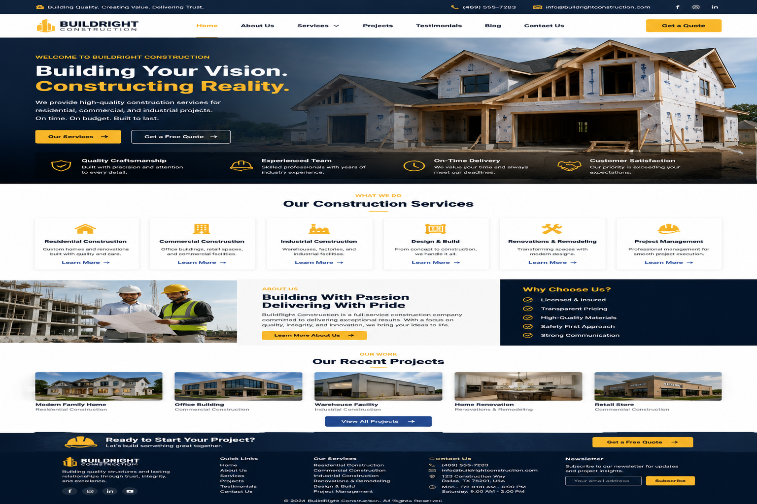 Construction company project preview
